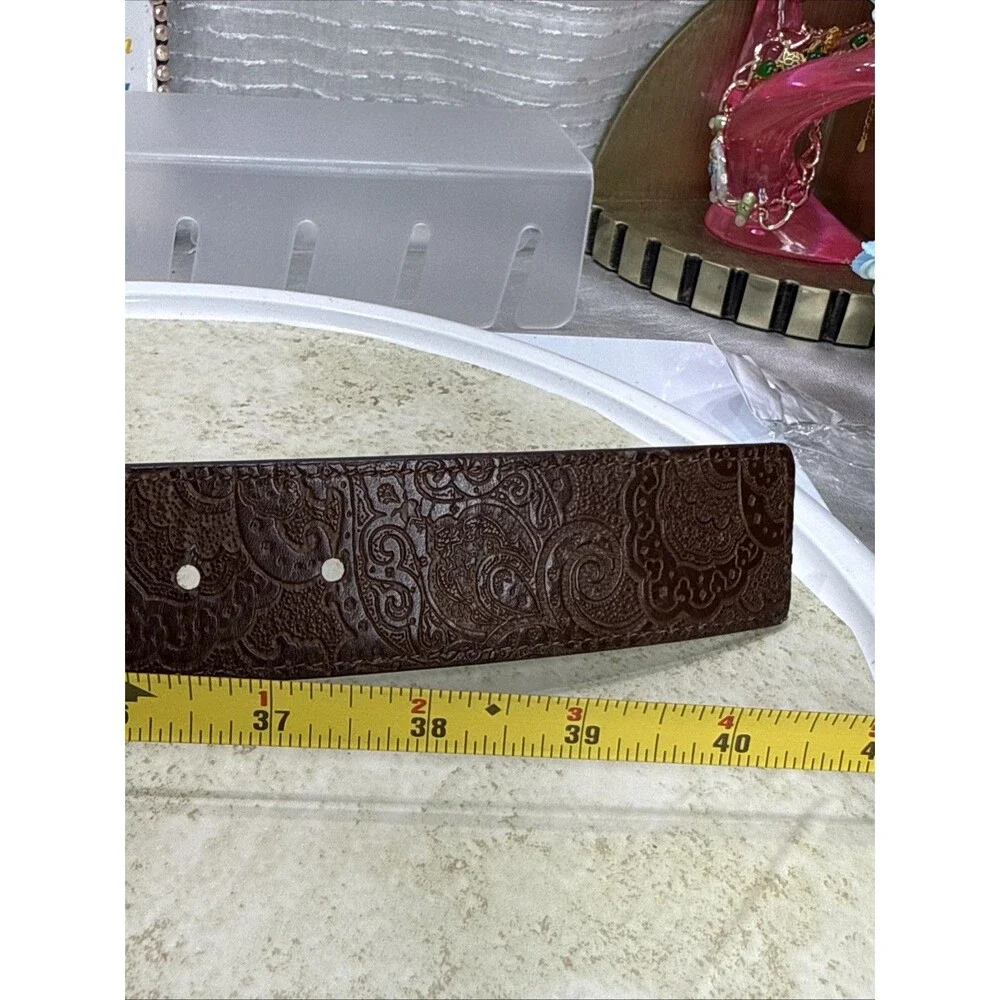 (H)Robert Graham Barnstable Reversible Brown Leather Belt Gold Buckle 36